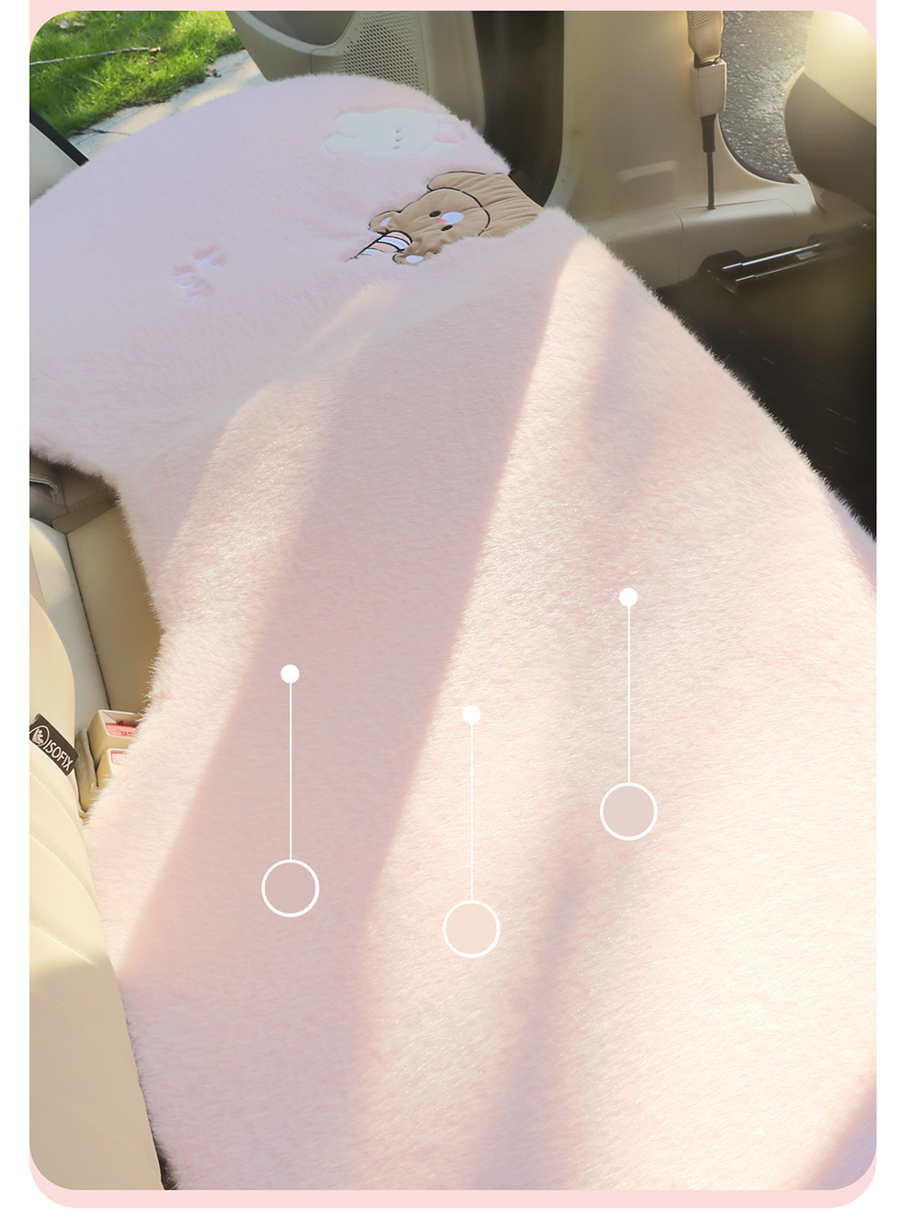 Cartoon Plush Car Seat Cushion Winter Thickeneded Warm Car Seat Cushion Cute Bear Car Interior Seat Cover