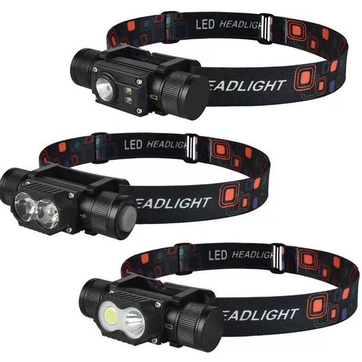 Cross-Border New Led Headlight Type-C Charging Outdoor Cycling and Running Detachable Red Light Warning Strong Light Headlight