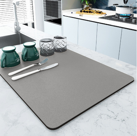 Kitchen countertop drain mat, sink splash mat, bowl and plate drying mat, bar counter absorbent mat, wash-free heat-insulating mat
