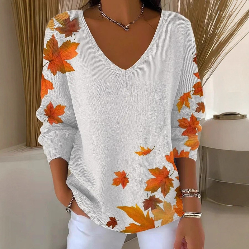 2025 Export Cross-Border Amazon New Off-Shoulder V Neck Long-Sleeved Pullover 3D Digital Printing Women's Top T-Shirt 2025 Export Cross-Border Amazon New Off-Shoulder V Neck Long-Sleeved Pullover 3D Digital Printing Women's Top T-Shirt