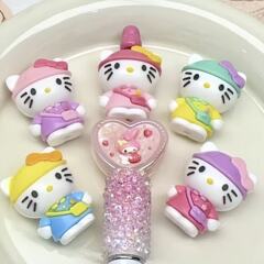 卡通通孔换装日记凯蒂猫kt猫橡胶珠diy手机链钥匙饰品配件串珠笔