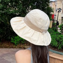 防晒渔夫帽2025新款夏季防紫外线户外遮阳帽大檐太阳帽子女
