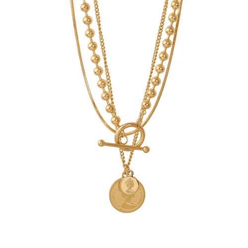 A three-layer Dyson style portrait three-layer clavicle minimalist style necklace for female internet celebrities new ins titanium steel exquisite