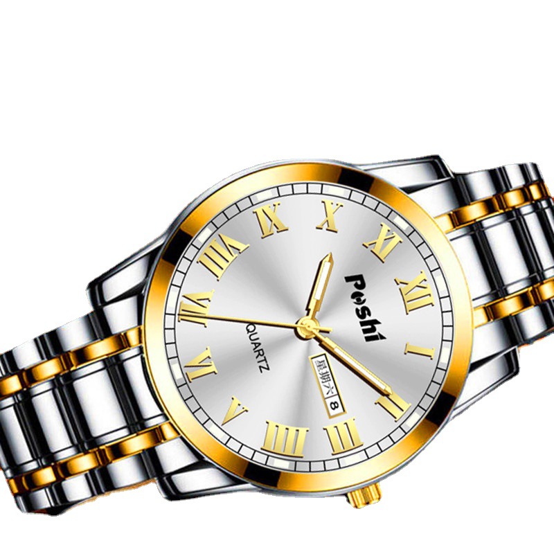 POSHI correa de acero reloj de cuarzo para hombres Roman TikTok en vivo al por mayor caliente entrega de una pieza impermeable luminoso