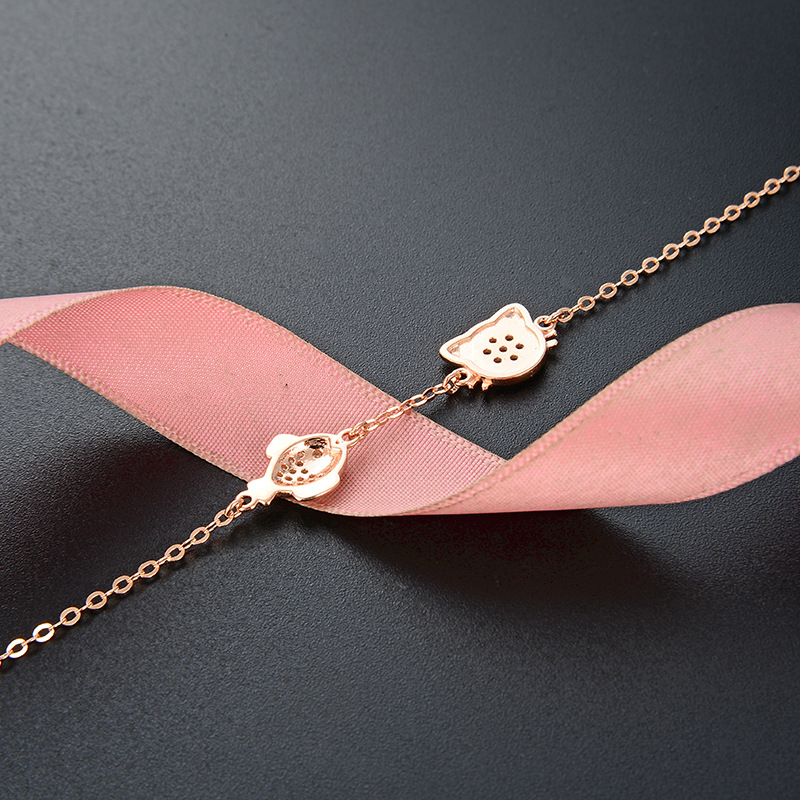 Accesorios de joyería de oro rosa de moda Corea del Sur s925 pulsera de circón de plata Pulsera de temperamento en forma de pez de gato de las mujeres