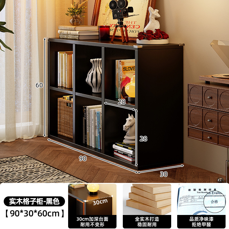 Estante de rejilla de madera maciza Estante de piso Estante de piso Sala de estar Almacenamiento simple Estante de exhibición Combinación libre Estantería corta