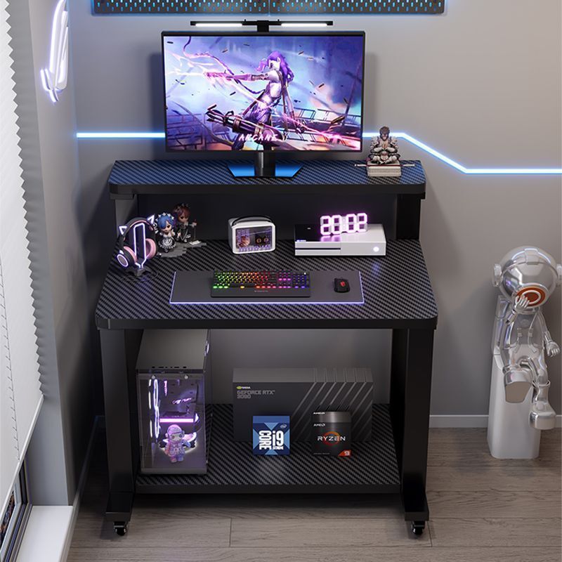Carbon Fiber Computer Desk for Home Use in Small Apartments with Wheels, Movable Bedroom Study Desk, Gaming Desk Carbon Fiber Computer Desk for Home Use in Small Apartments with Wheels, Movable Bedroom Study Desk, Gaming Desk
