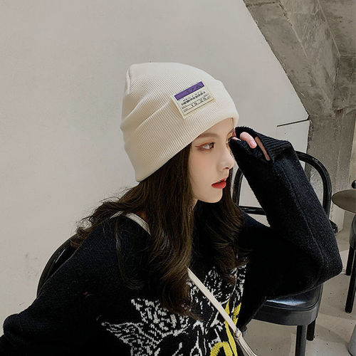 Woolen Beanie Women Autumn/Winter New Warm Cold Hat Women Ear Protection Head Knitted Beanie Japanese Stacked Hat Versatile Postpartum Hat