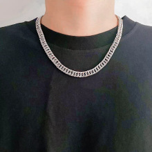 亚马逊爆款古巴比不掉色钛钢饰品不锈钢加宽超厚男士项链10mm批发