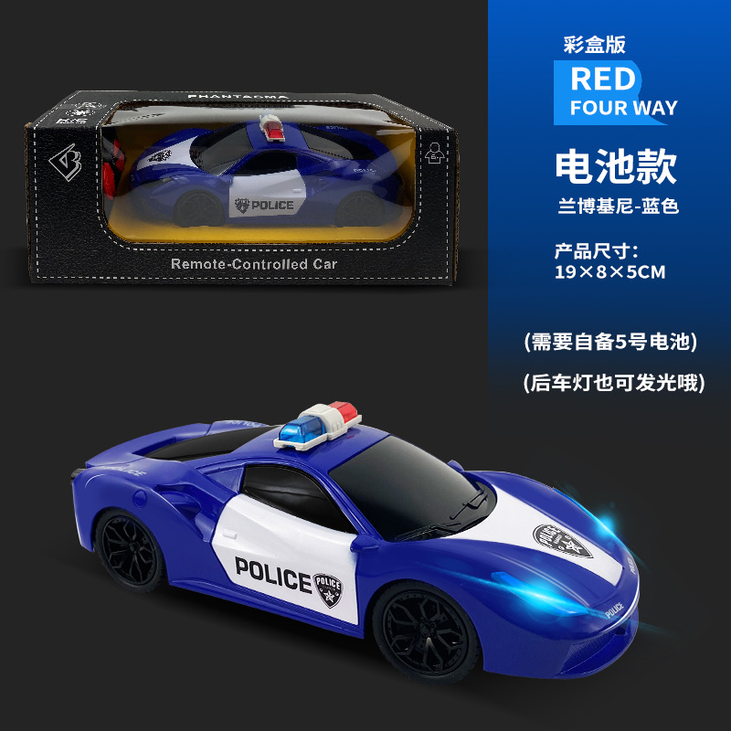 Simulación de cuatro conexiones cargadoras fuera de carretera control remoto coche de policía iluminación eléctrica modelo de coche deportivo niño modelo de coche juguetes al por mayor