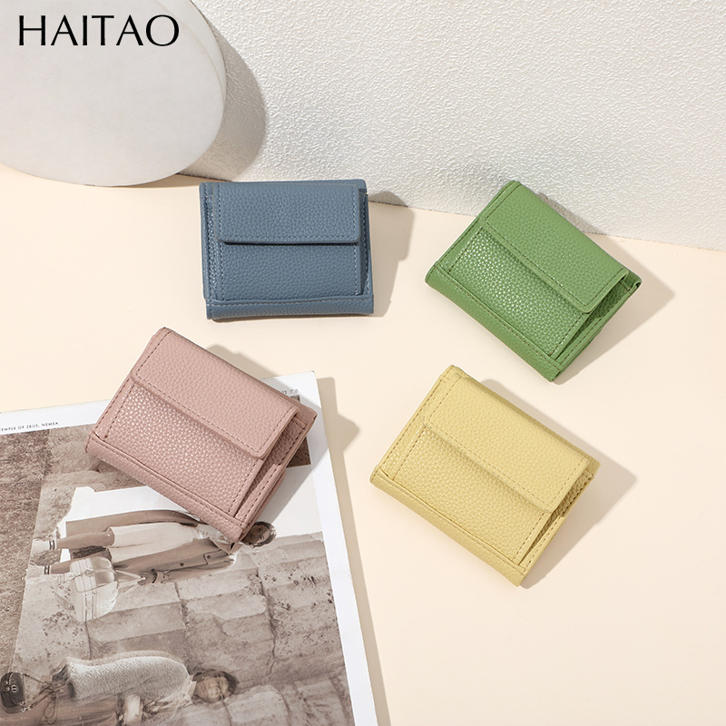 Nueva moda corta billetera de mujer estilo japonés tres plegables mini multi-tarjeta bolsa de tarjetas de tendencia gran capacidad