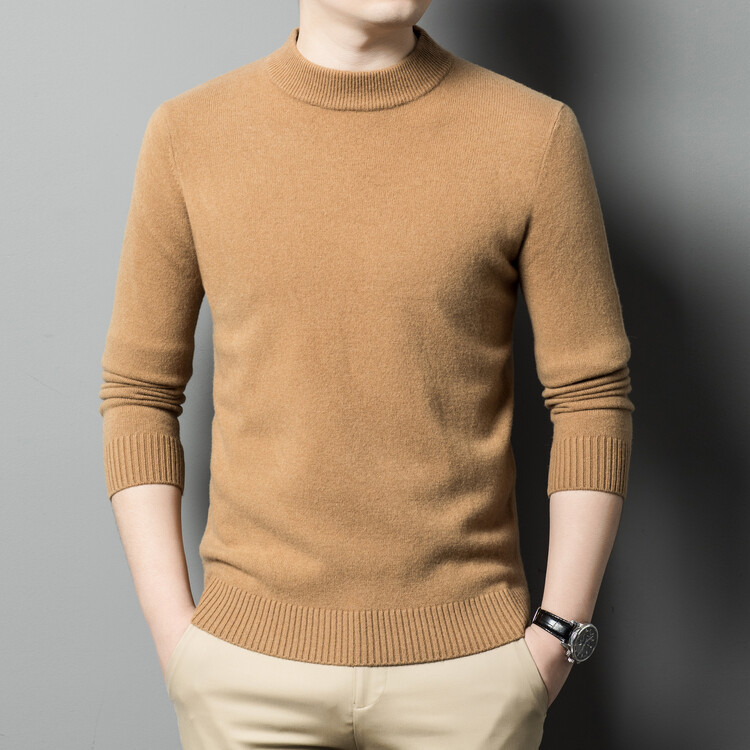 Puyuan Pure Wool 420g Wool Sweater for Men, New Winter Style, Warm Youth Sweater, Long-Sleeved Thick Knitted Wool Sweater