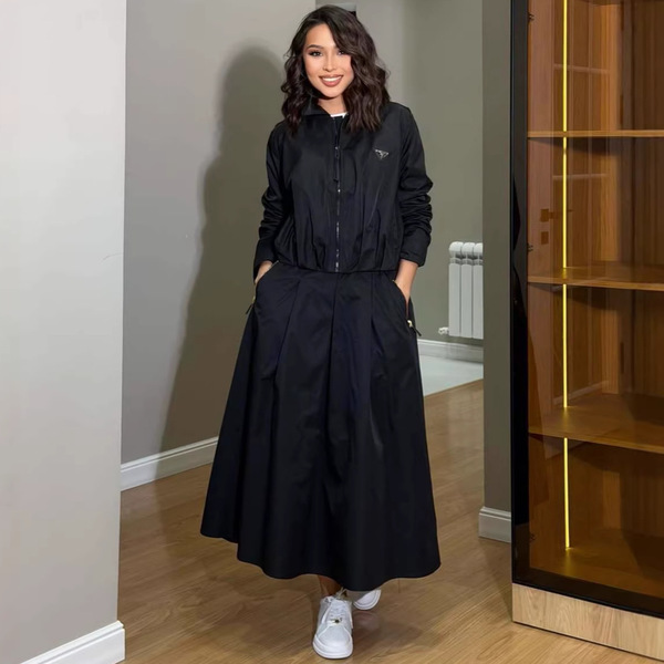 autumn elegant solid color long long skirt
