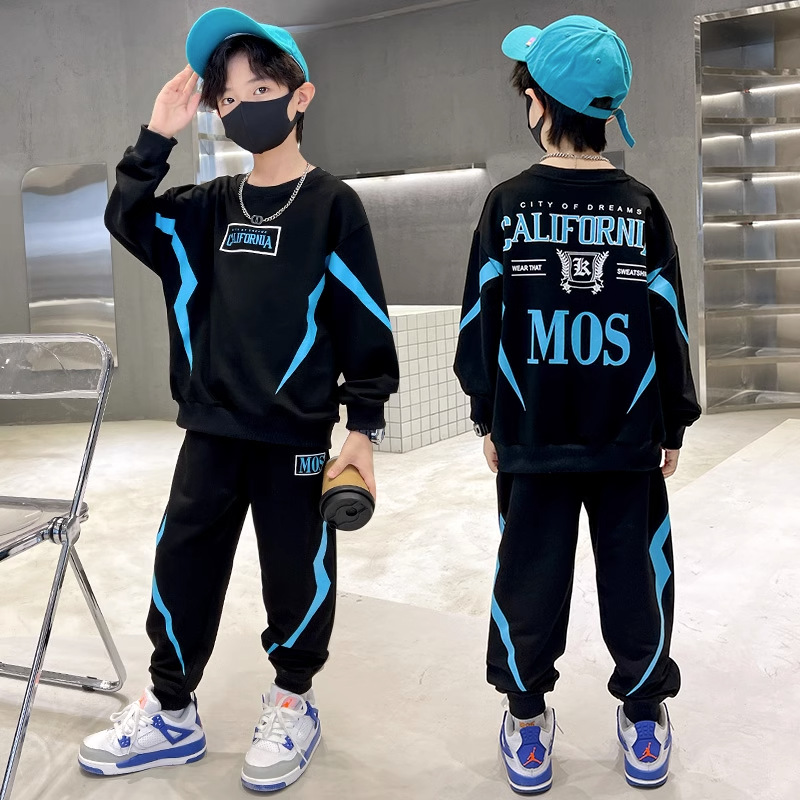 Traje de primavera y otoño 2023, ropa infantil moderna y atractiva, conjunto de dos piezas de suéter para niño grande, estilo urbano explosivo._voghion.com