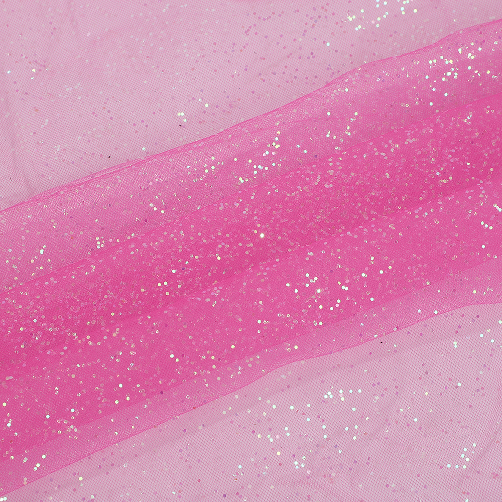新款加密美国网撒粉网纱婚纱蓬蓬裙女装童装舞台服装亮片网纱布料