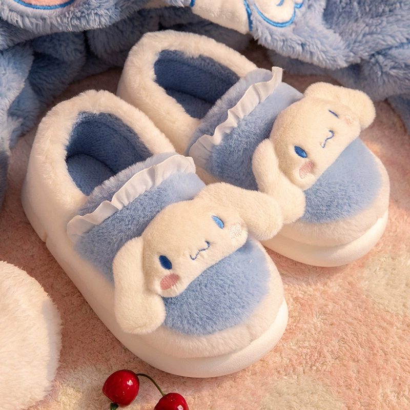 Женская Сумка-тапочки для собак с большими ушами и милой мультяшной домашней толстой флисовой подкладкой, теплая зимняя хлопковая обувь Sanrio