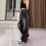 美式小众条纹直筒牛仔裤