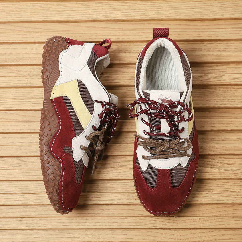 Giày thể thao unisex cỡ lớn da thật mũi tròn, giày sneaker dã ngoại thường ngày — 6885 màu cát, 6885 màu nâu, 6885 màu đỏ rượu, 6886 màu cát chi tiết 13
