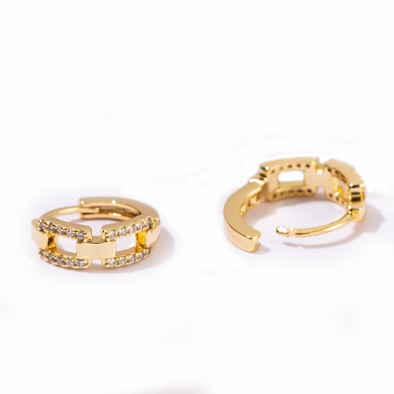 Hoop Earrings Classification 1 Pair Elegant Simple Style Geometric Copper Artificial Gemstones Hoop Earrings