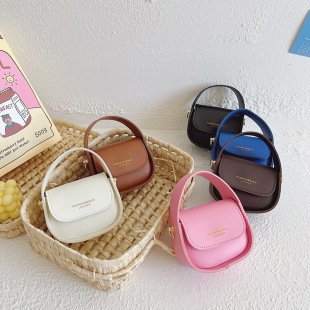 Korean Style Retro Girls Mini Bag 2024 New Solid Color Instagram Sense Children's Handheld Crossbody Bag