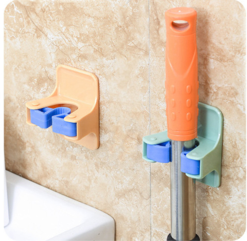 Strong Powerful Push-Back Broom Hook Bracket No-Trace Adhesive Broom Clip Wholesale Broom Hook Hook Fastener