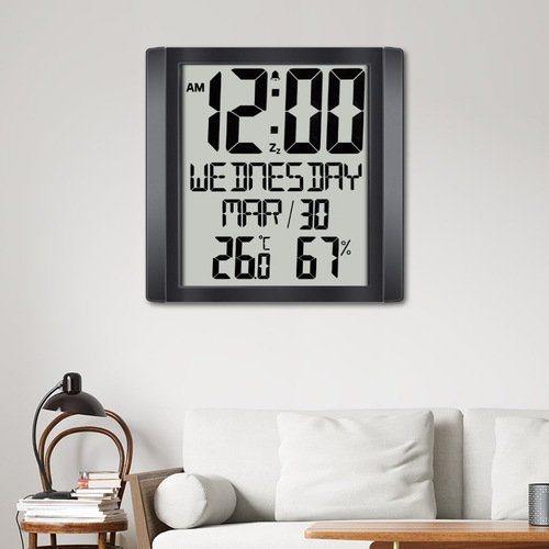 Cross-border multi-functional large screen wall clock home creative temperature and humidity meter alarm clock living room digital electronic digital clock