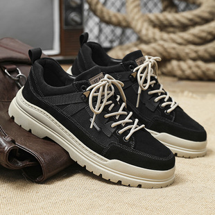 Men's Boots 2024 Winter New Outdoor Casual Low-Cut Trendy Shoes Men's British Thick-Soled Retro Work Boots