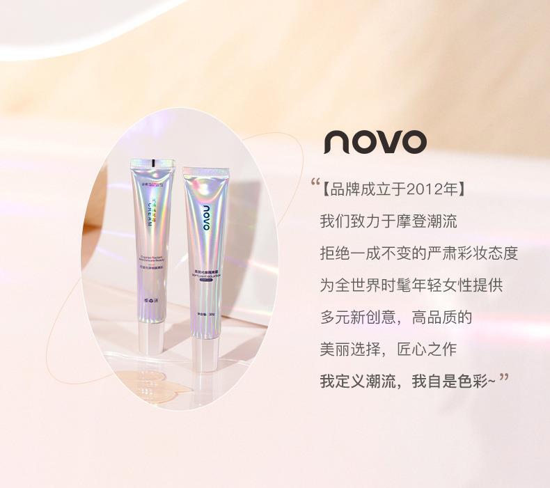 NOVO's Soft and Radiant Primer is a three-in-one primer that is waterproof, sweat-proof, powder-free, concealer and moisturizing undefined