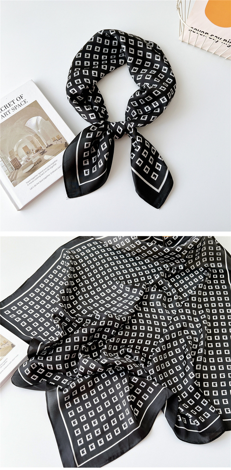 40g Weight Silk Scarf Classification Outdoor, Travel Occasion Polyester Material Printing Pattern Spring&Summer Season Women's Gender Printing Design Elegant Style Women's Elegant Printing Polyester Printing Silk Scarf 26