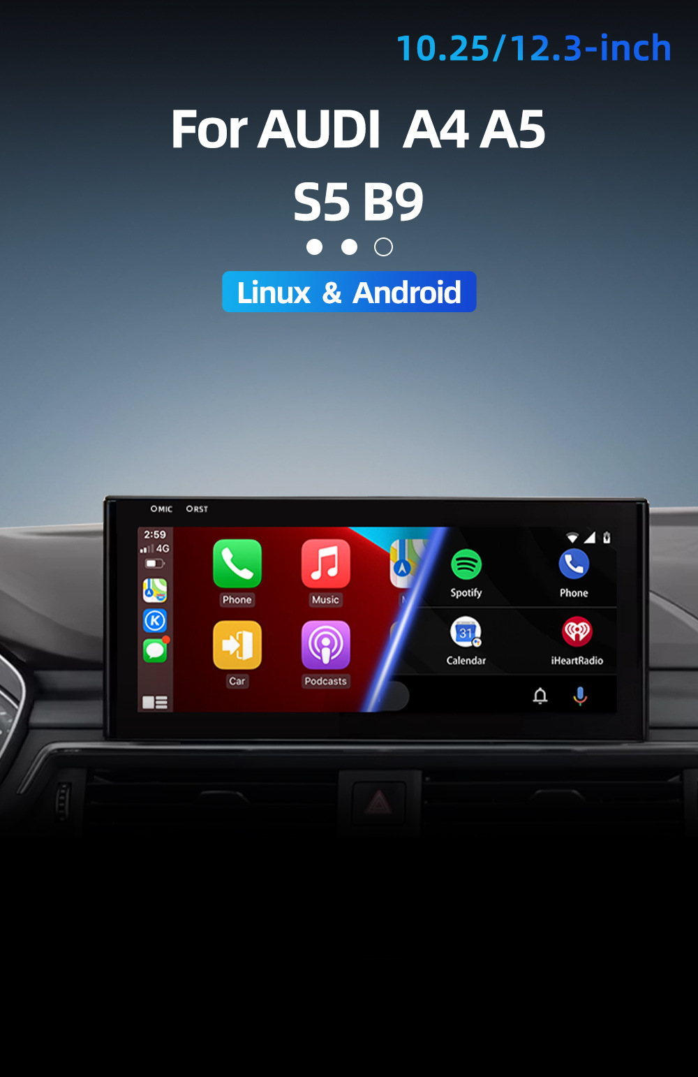 Suitable for Audi A4 A5 S5 B9 Android all-in-one car DVD navigation wireless Carplay central control large screen
