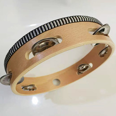 Tambourine Orff percussion instrument 4.6.7.8.9.10 inch children's accompaniment instrument beech wood imitation sheepskin tambourine