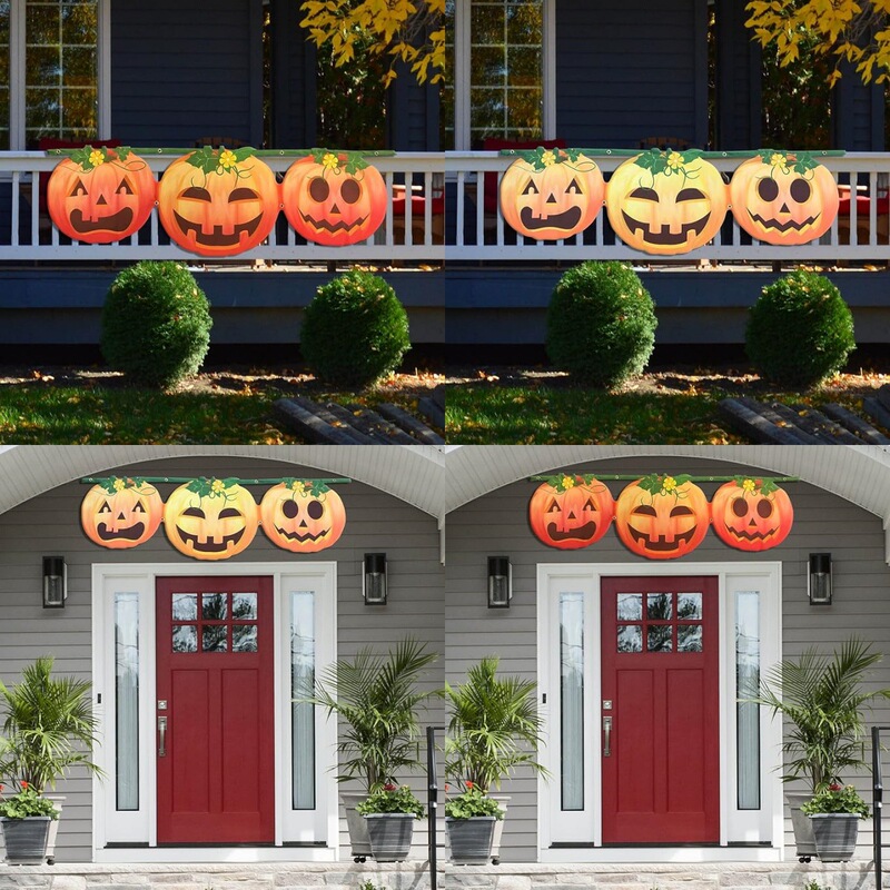 Cross-border Amazon Halloween Bunting Pumpkin Decoration Pumpkin Fence Flag Halloween Autumn Outdoor Decoration