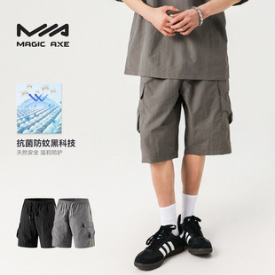 American Style plus size Tooling Shorts Men's Summer Thin Multi-Pocket Casual Pants Men's Plus-sized Straight Shorts