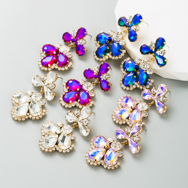 Electroplating Gold Plating Process Fashion Geometric Alloy Rhinestones Women's Earrings 1 Pair