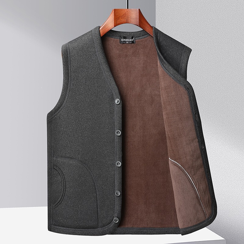 Winter padded and thickened cotton vest for middle-aged and elderly men, a warm outerwear option for dads and grandpas Winter padded and thickened cotton vest for middle-aged and elderly men, a warm outerwear option for dads and grandpas