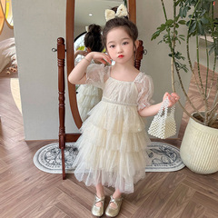 女童夏季連衣裙2024新款洋氣網紅蛋糕裙中小童網紗禮服夏裝公主裙