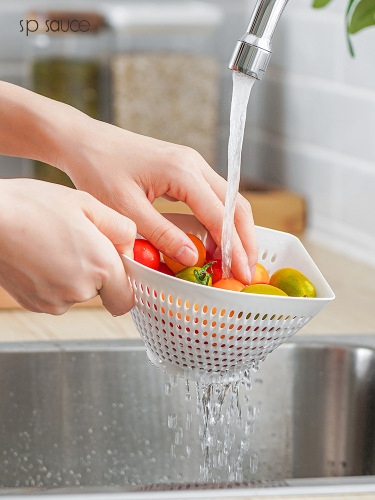 Japanese-style SP SAUCE simple kitchen double-layer vegetable washing basket household green onion drain basket washing fruit water filter basket