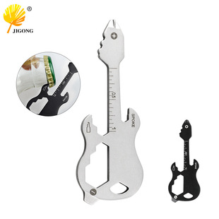 Multi-purpose EDC tool card guitar shape keychain pendant outdoor portable wrench bottle opener combination accessories