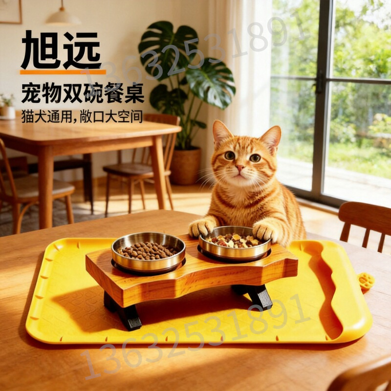 Soporte de Madera para Comedero de Mascotas para Perros y Gatos