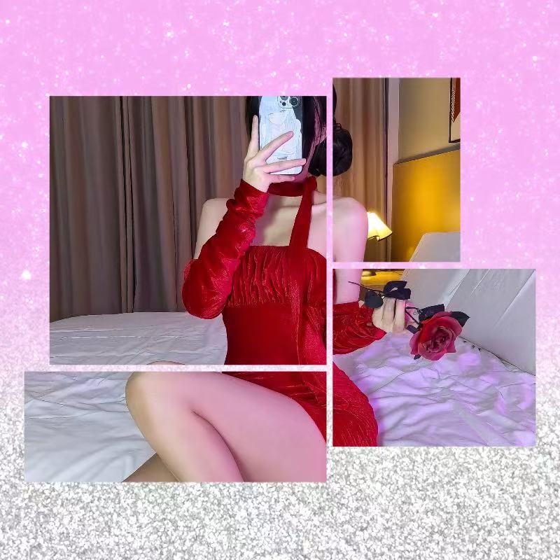 Pure Desire Strapless Dress Costume Set, Red Polyester One Size — detail image 9
