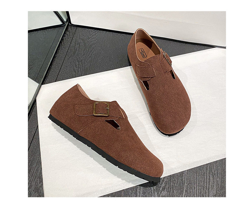 Dép sandal nữ bít mũi da thật quai khóa đế dày kiểu Birkenstock — 261 Màu nâu sẫm (toàn bộ), 261 Xám (toàn bộ), 261 kaki (toàn bộ băng đảng), 265 kaki (nửa kéo) chi tiết 28