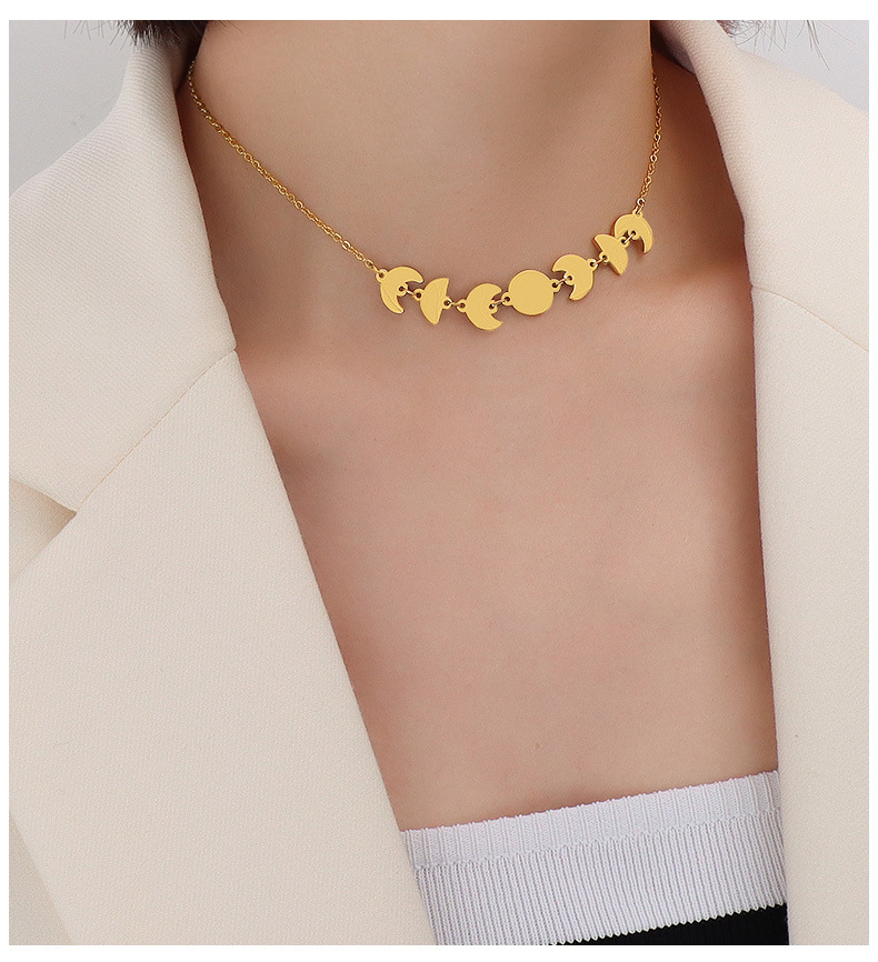 retro simple geometric necklace clavicle chain titanium steel