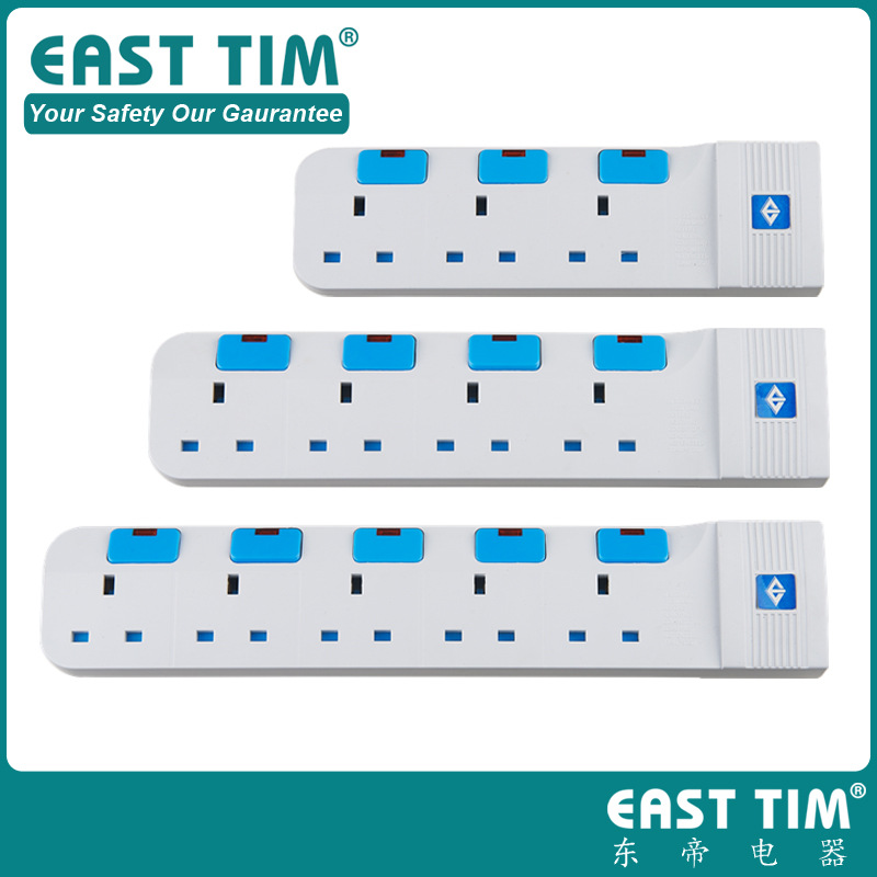 欧规英式排插拖线板智能独立开关儿童保护门插排防雷插座ET-61