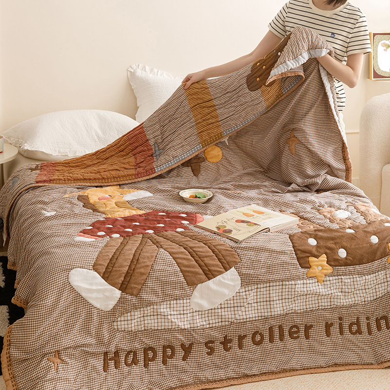 Parent-child moments [10 layers of cotton cloud yarn - super soft and moisture-absorbent] / 150x200cm multifunctional cotton single blanket about 1.5kg