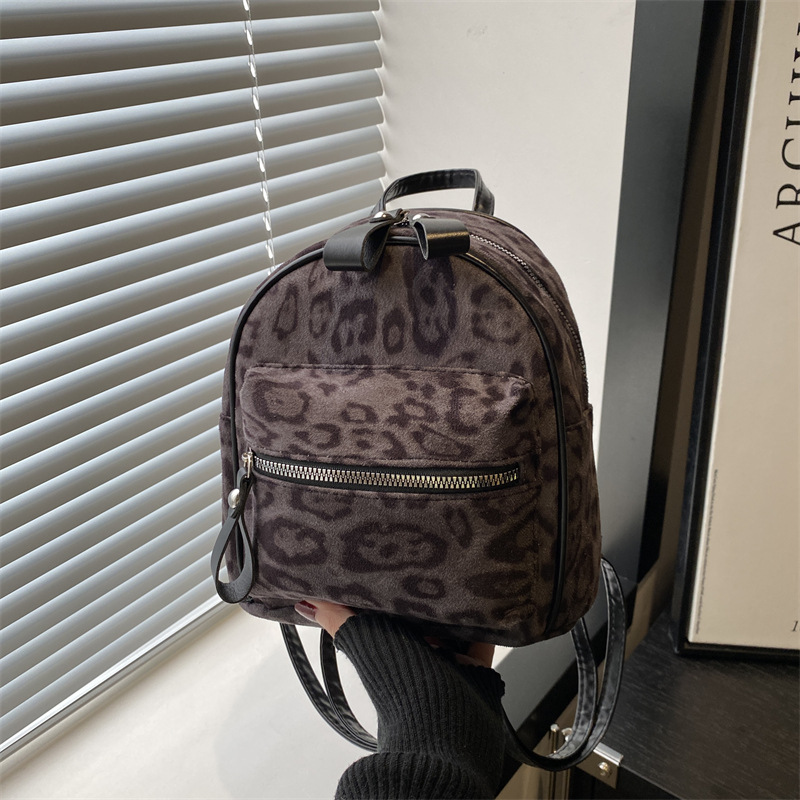 Moda coreana leopardo mochila mujer 2024 otoño invierno nueva bolsa de mano personalizada viaje viaje mochila pequeña
