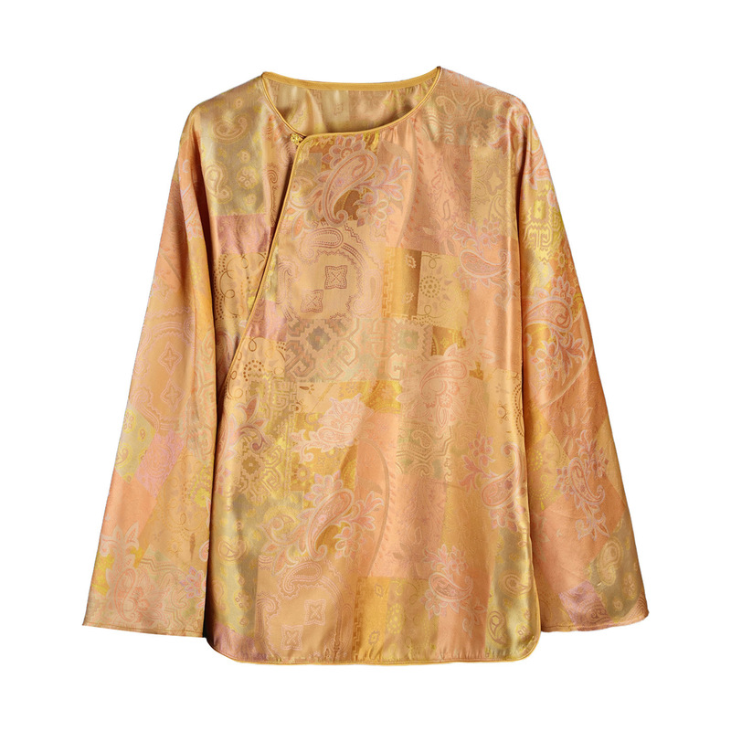 New Chinese Style 100% Mulberry Silk Shimmering Brocade Silk Blouse for Women, 2026 Spring New Long-Sleeve Shirt Xz745 New Chinese Style 100% Mulberry Silk Shimmering Brocade Silk Blouse for Women, 2026 Spring New Long-Sleeve Shirt Xz745