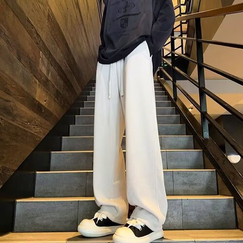 Autumn and winter trend cross-border foreign trade plus velvet thick casual pants men's loose straight warm pants sports straight pants