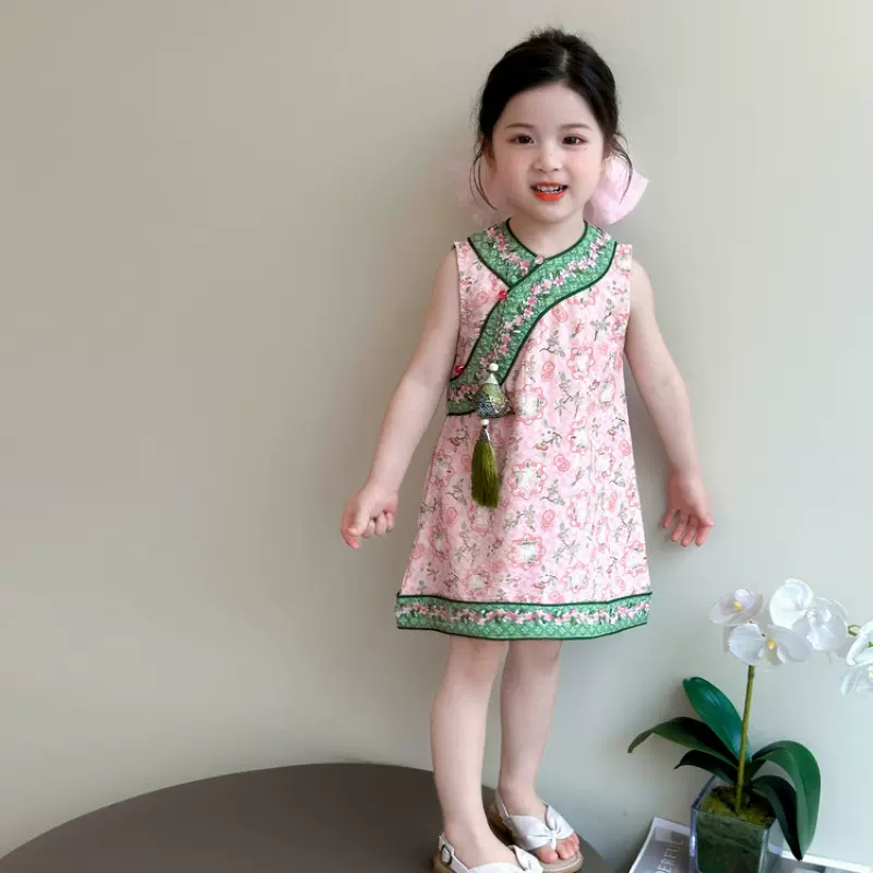 女童旗袍2025新款儿童洋气时髦新中式国风连衣裙宝宝夏装公主裙子