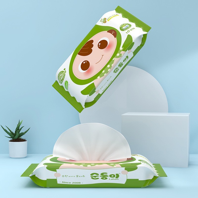 South Korea Ssungssun baby wipes with cover clean paper towel wet wipes dry and wet two-in-one soft wipes portable pack paper towels 