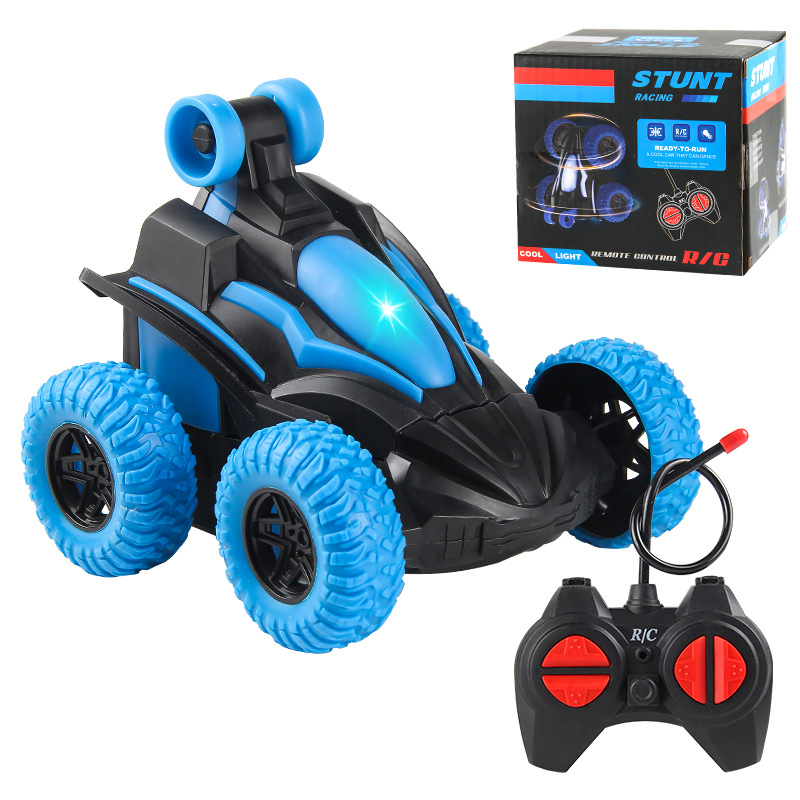 Exportaciones transfronterizas, coche de acrobacias eléctricas de control remoto de cuatro vías, coche de camión volquete giratorio con efectos especiales de luz y luz, puesto del mercado nocturno, coche de juguete